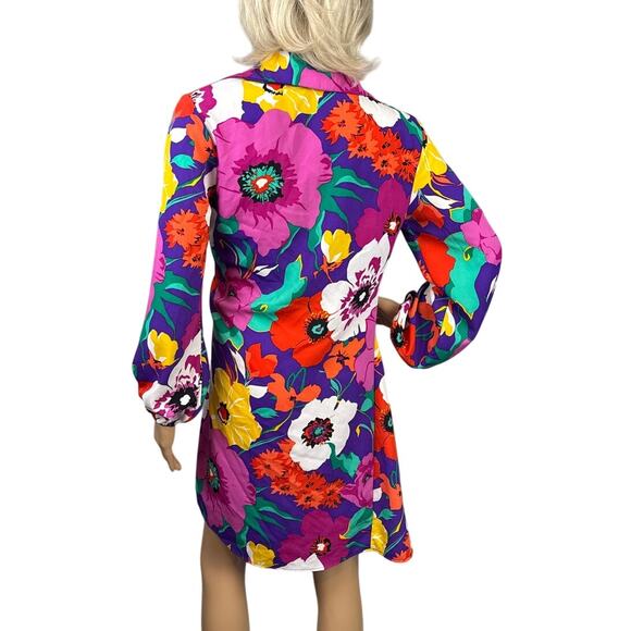 Bucket List Bold Floral Wrap Dress Swim Cover Up Jewel Tones Size S Resort Wear - Picture 3 of 9